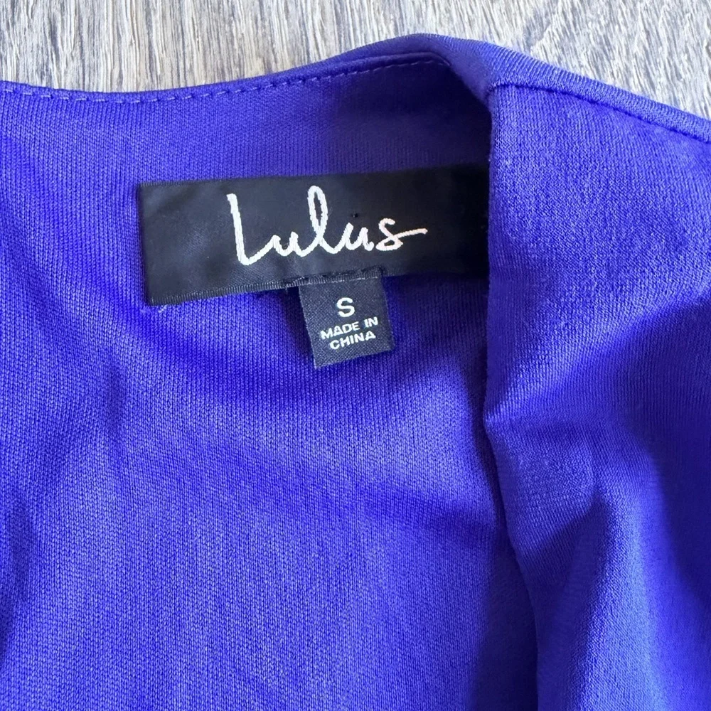 Lulus Marlay Ruched Bodycon Long Sleeve Shoulder Pad Dress in Royal Blue